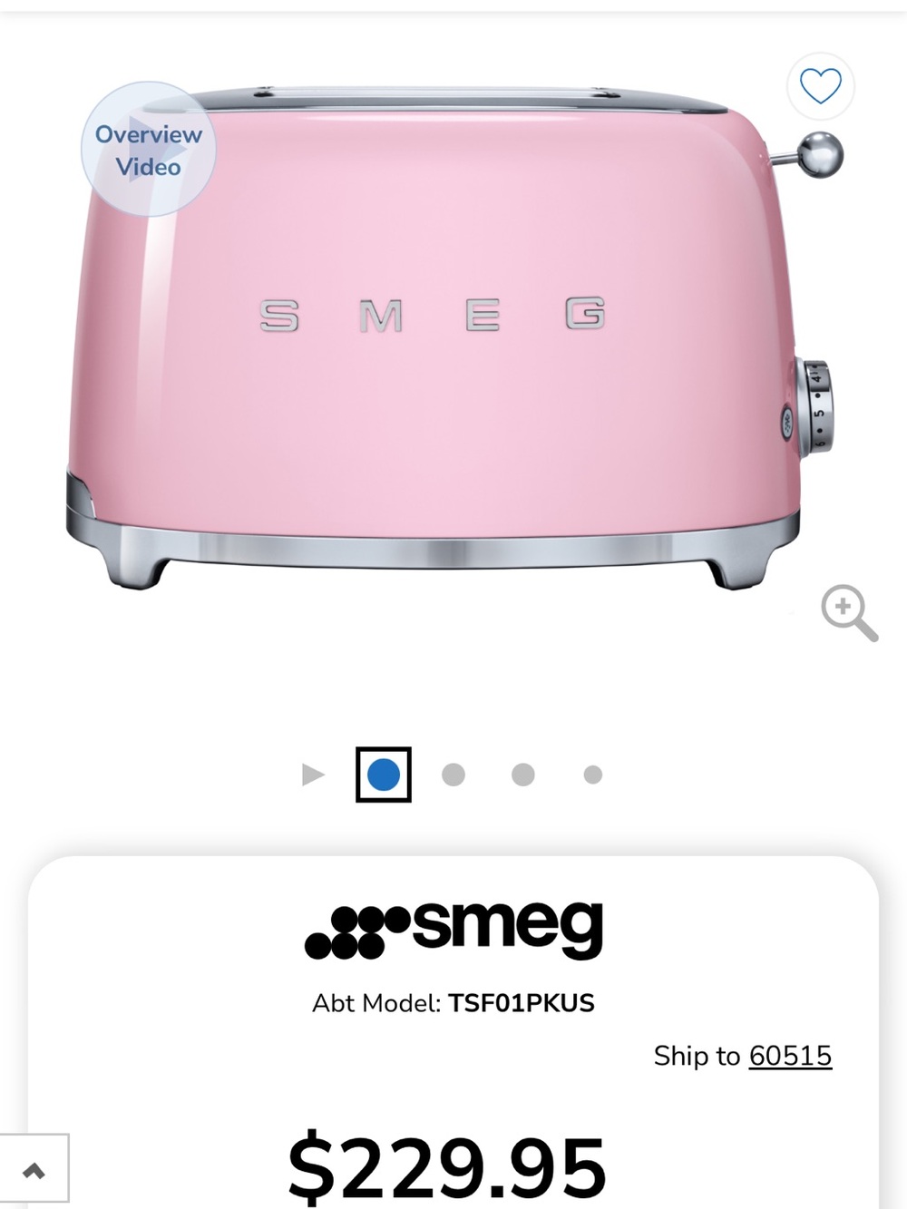 SMEG 2-Slice Toaster in Pink